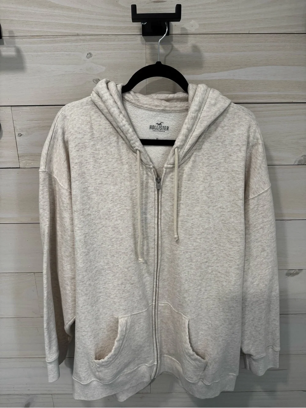 Hollister women  Light Cream Zip-Up Hoodie Sweater